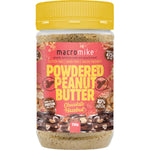 Macro Mike Chocolate Hazelnut Powdered Peanut Butter 156g jar with a brown and gold label on a white background.
