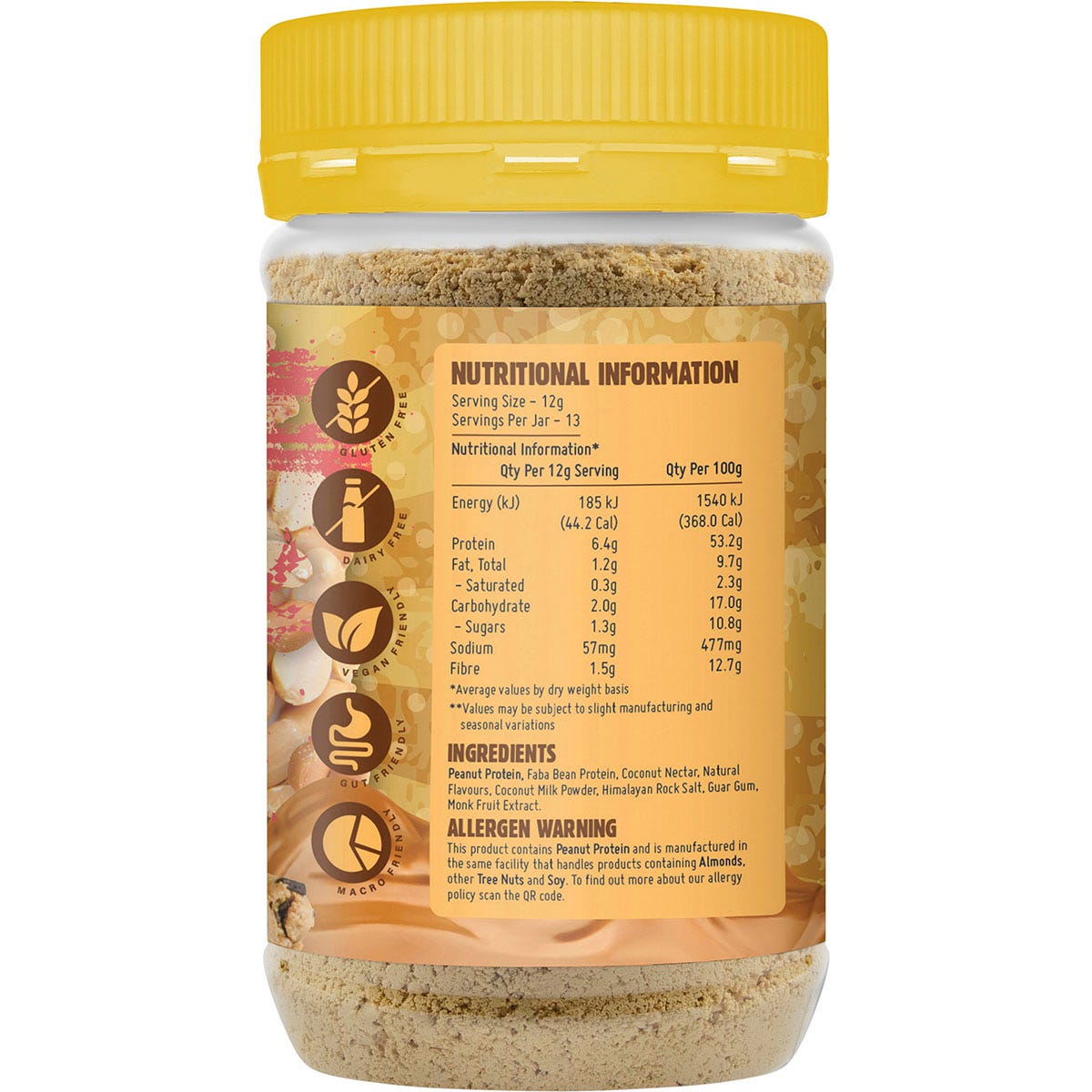 Macro Mike Cookie Dough Powdered Peanut Butter 156g jar with a teal and tan label on a white background.