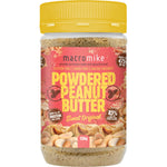 156g jar of Macro Mike Sweet Original Powdered Peanut Butter featuring a yellow label with peanut illustrations.