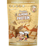 Macro Mike x Noa's Healthy Eats Caramelised White Choc Premium Almond Protein 400g bag on a white background.
