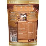 Back of a 400g bag of Macro Mike Choc Caramel Bar Almond Protein showing nutritional facts and ingredients.