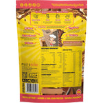 Macro Mike Premium Almond Protein Iced Mocha Latte 400g bag with brown and white illustrations on a white background.