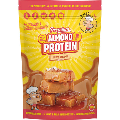 MACRO MIKE Premium Almond Protein Salted Caramel 400g Payless 4 Organics