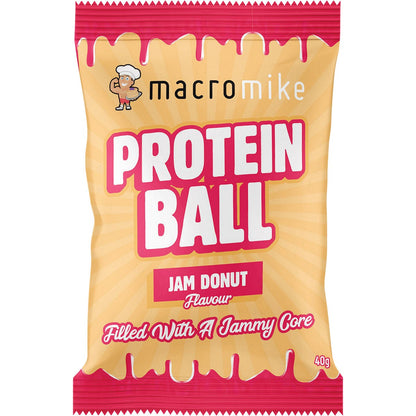 MACRO MIKE Protein Ball Jam Donut 40g (Pack of 12) Payless 4 Organics