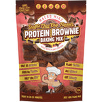 250g bag of Macro Mike Double Choc Protein Brownie Baking Mix with a stack of fudgy brownies and chocolate chunks.