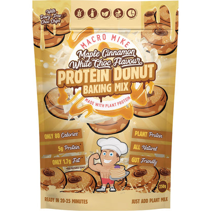 MACRO MIKE Protein Donut Baking Mix Maple Cinnamon White Choc Chip 250g Payless 4 Organics