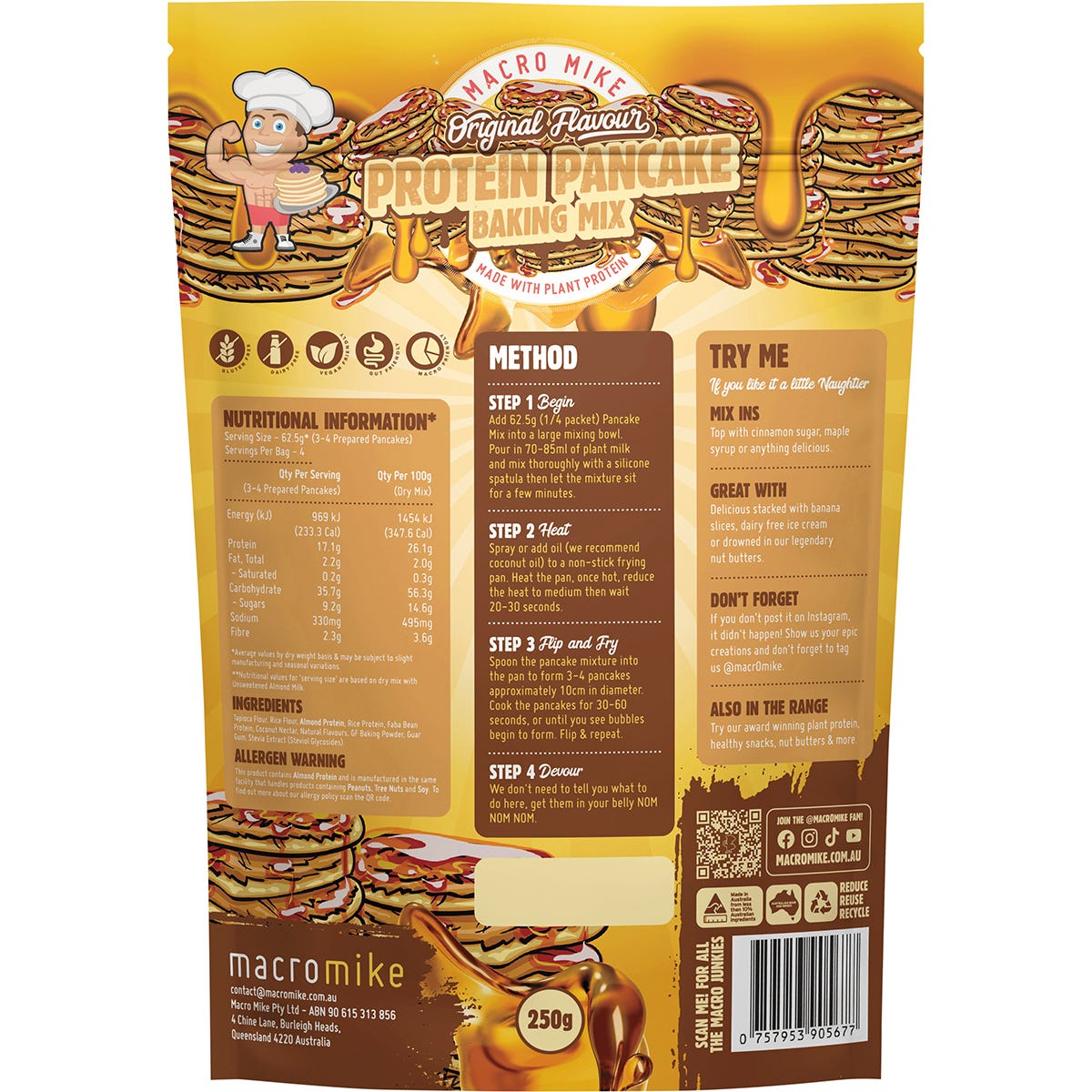 MACRO MIKE Protein Pancake Baking Mix Original 250g Payless 4 Organics
