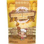 Macro Mike Protein Pancake Baking Mix Original 250g bag on a white background with a stack of pancakes.