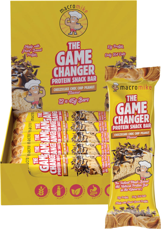 MACRO MIKE The Game Changer Protein Bar Cheezecake Choc Peanut 45g (Pack of 12) Payless 4 Organics