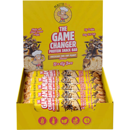 MACRO MIKE The Game Changer Protein Bar Cheezecake Choc Peanut 45g (Pack of 12) Payless 4 Organics