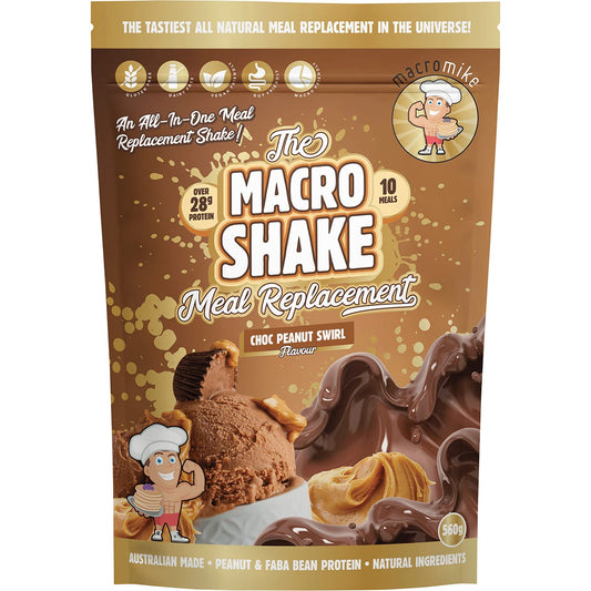 MACRO MIKE The Macro Shake Meal Replacement Choc Peanut Swirl 560g Payless 4 Organics