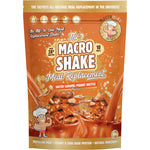 Macro Mike Salted Caramel Peanut 560g meal replacement shake bag with plant-based protein and caramel illustrations.
