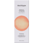 Mad Hippie Vitamin C Toning Mist box packaging, featuring a white rectangular box with a prominent textured orange circle in the center and black text.