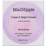 Mad Hippie Triple C Night Cream packaging showing a white square box with a large lavender and pink watercolor circle on the front, featuring black text.