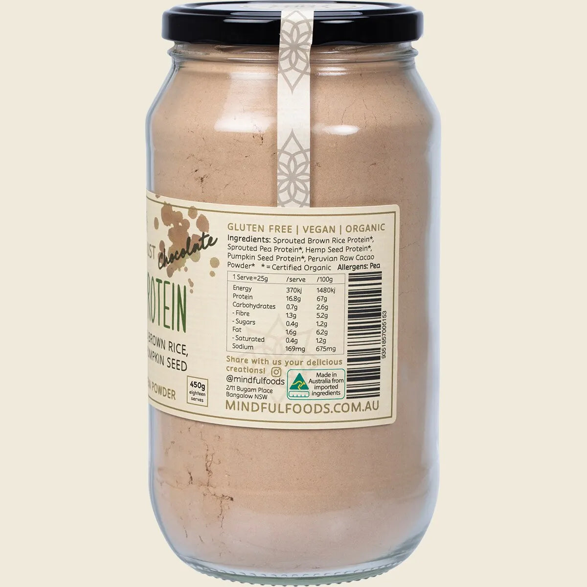 Mindful Foods Stardust Chocolate Plant Protein Powder 450g