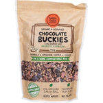 350g bag of Mindful Foods Chocolate Buckies with organic activated buckwheat, cacao, and coconut chips.