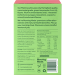 Back of Morning Made Strawberry Matcha Latte box with nutrition facts, ingredients, and preparation instructions.