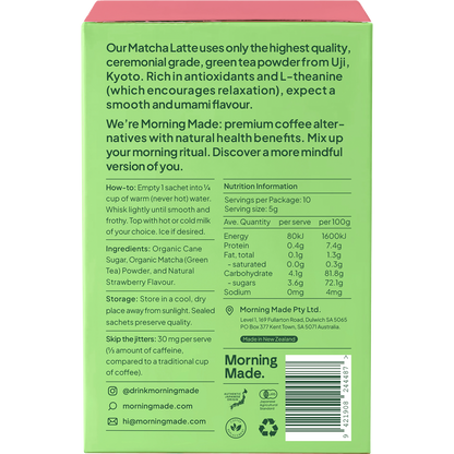 Morning Made Strawberry Matcha Latte Sachets 10x5g