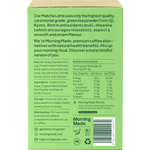 Back of Morning Made Vanilla Matcha Latte box with nutrition facts, ingredients list, and preparation instructions.