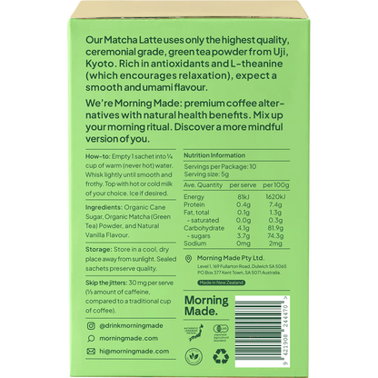 Morning Made Vanilla Matcha Latte Sachets 10x5g