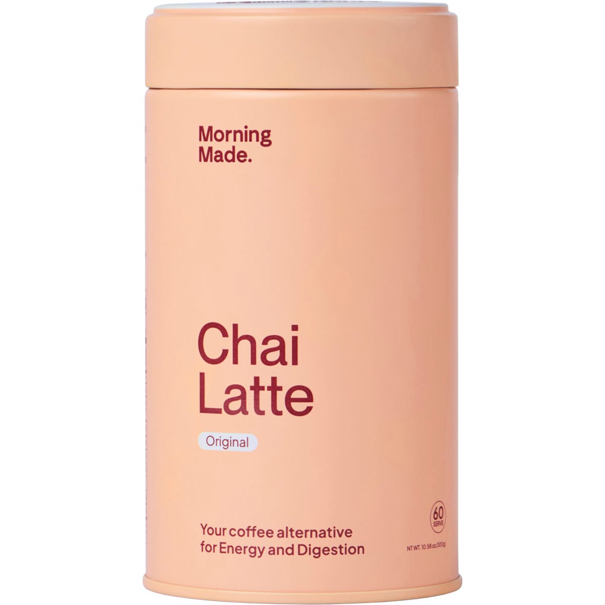 300g tub of Morning Made Original Chai Latte, a 100% organic tea and spice blend for a coffee-free ritual.