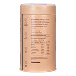Back of Morning Made Original Chai Latte 300g tub showing ingredients, nutrition facts, and preparation instructions.