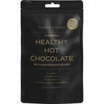 Matcha Maiden Golden Grind 100g tub of Turmeric Hot Chocolate blend with organic cacao and cinnamon on a white background.
