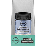 Retail display box with five 50g shakers of Mingle Use Me On Everything All Natural Seasoning on a white background.