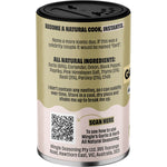 Side view of a Mingle Garlic and Herb All Natural Seasoning 50g bottle showing ingredients and nutritional information.