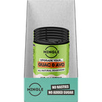Retail display box of Mingle Guac and Avo all-natural seasoning with individual 45g shaker bottles on a white background.