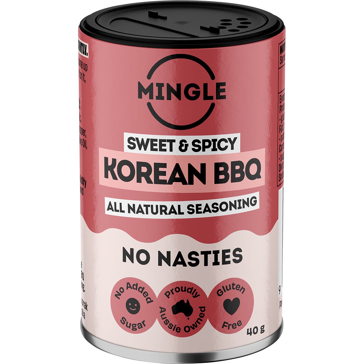 Mingle Korean BBQ All Natural Seasoning 5x40g multipack box featuring a vibrant orange and black label design.