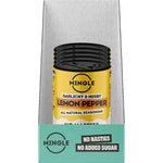 Retail display box filled with five 35g packets of Mingle Lemon Pepper All Natural Seasoning on a white background.