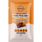 Mingle Peri Peri BBQ seasoning 25g sachet featuring a Portuguese-style chili, paprika, and lemon blend.