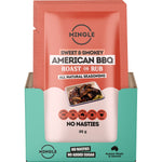 Twelve 35g sachets of Mingle American BBQ Seasoning displayed with a retail box on a white background.