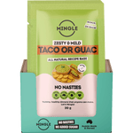 Retail display box of Mingle Taco Mexican Fiesta containing 12 individual 30g seasoning sachets on a white background.