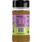 Right side of Mingle Jess' Cinnamony Donut 130g shaker showing nutritional facts and a pink and white label.