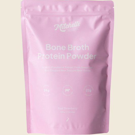Mitchells Nutrition Bone Broth Protein Powder Real Strawberry 500g
