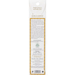 Yellow box of Marco Polo's Treasures Benzoin Siam incense sticks with botanical illustrations on a white background.