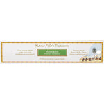Marco Polo's Treasures Halmadi incense sticks 10-pack in a slim tan box with green accents and natural ingredients.
