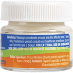 Side view of a 20g Martin & Pleasance Arnica Herbal Cream jar showing active ingredients and application directions.