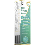 Back of Martin and Pleasance Ki Sore Throat Spray 20ml box with directions, warnings, and active ingredients list.