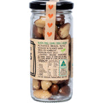 Glass jar of Mindful Foods Organic and Activated Brazil Nuts with a white label on a white background.