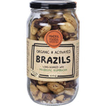 600g jar of Mindful Foods Organic & Activated Brazil Nuts with a blue label on a white background.