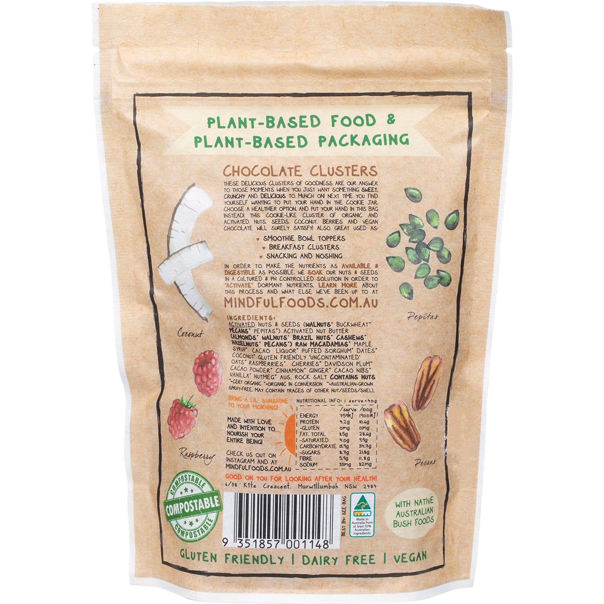 Mindful Foods Chocolate Clusters Davidson Plum Organic & Activated 200g Payless 4 Organics