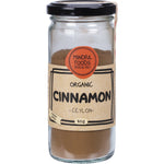 80g jar of Mindful Foods Organic Cinnamon powder with a gold lid and a brown and white label.