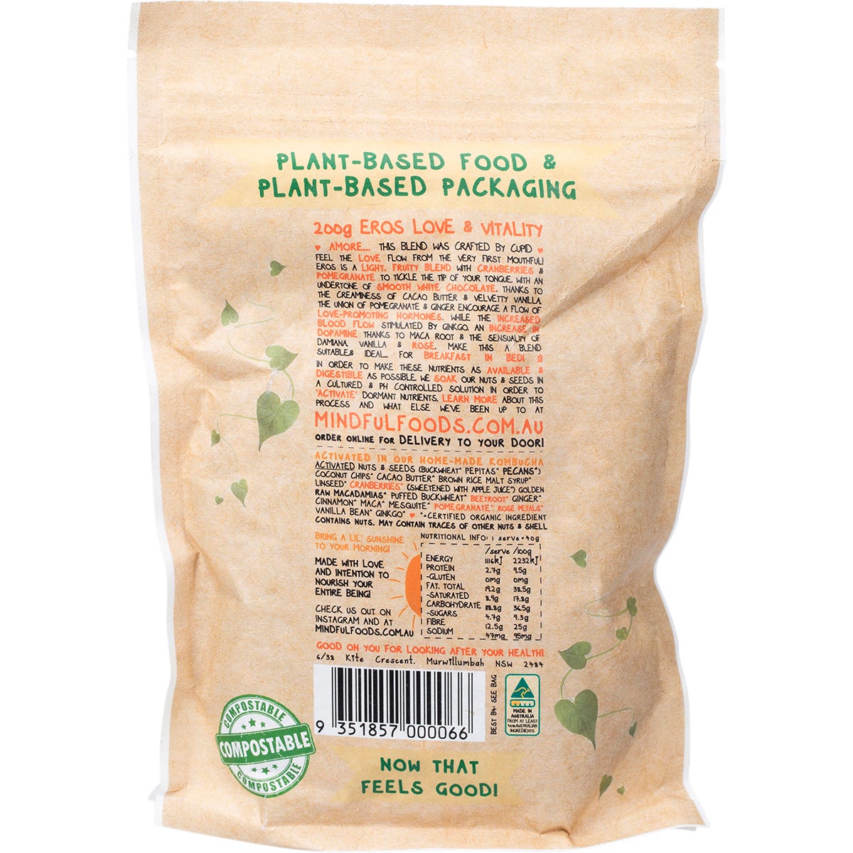 Mindful Foods Eros Love & Vitality Granola Organic & Activated 200g Payless 4 Organics