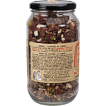 400g jar of Mindful Foods Eros organic granola featuring pink labels and botanical illustrations on a white background.