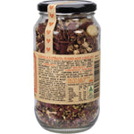 Back of Mindful Foods Eros Granola 400g jar showing nutrition facts, ingredients, and organic certifications.