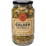 450g jar of Mindful Foods Golden Granola, organic and activated, with a yellow label on a white background.