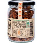 Mindful Foods Korean BBQ Munchies 200g jar of organic activated nuts and lentils on a white background.